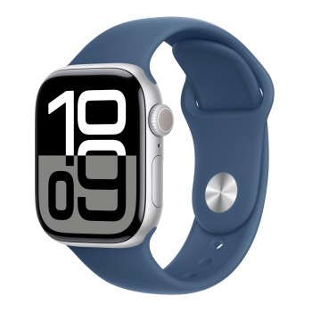 Apple Watch Series 10 42mm Silver Aluminium Case Sport Band Blue S/M