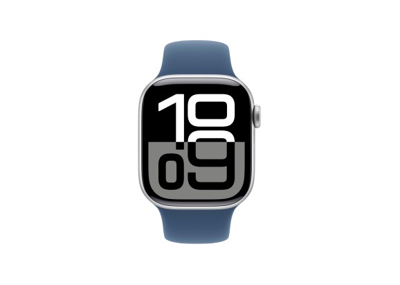 Apple Watch Series 10 42mm Silver Aluminium Case Sport Band Blue S/M