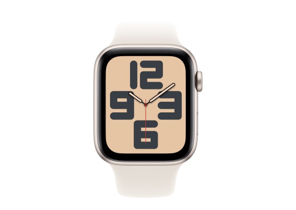 Apple Watch SE 2024 44mm Starlight Aluminium Case, Sport Band (Starlight) M/L