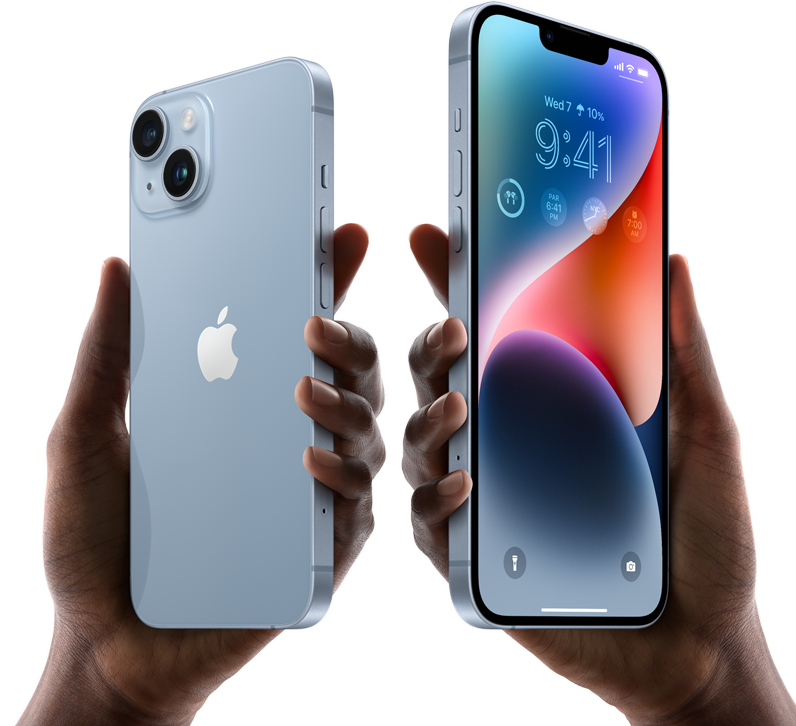 айфон 14 и 14 плюс с диагональю 6,1 и 6,7 дюйма 